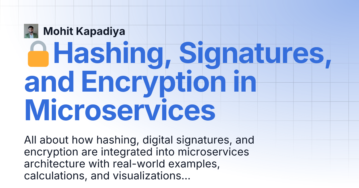 🔒Hashing, Signatures, and Encryption in Microservices | Mohit Kapadiya